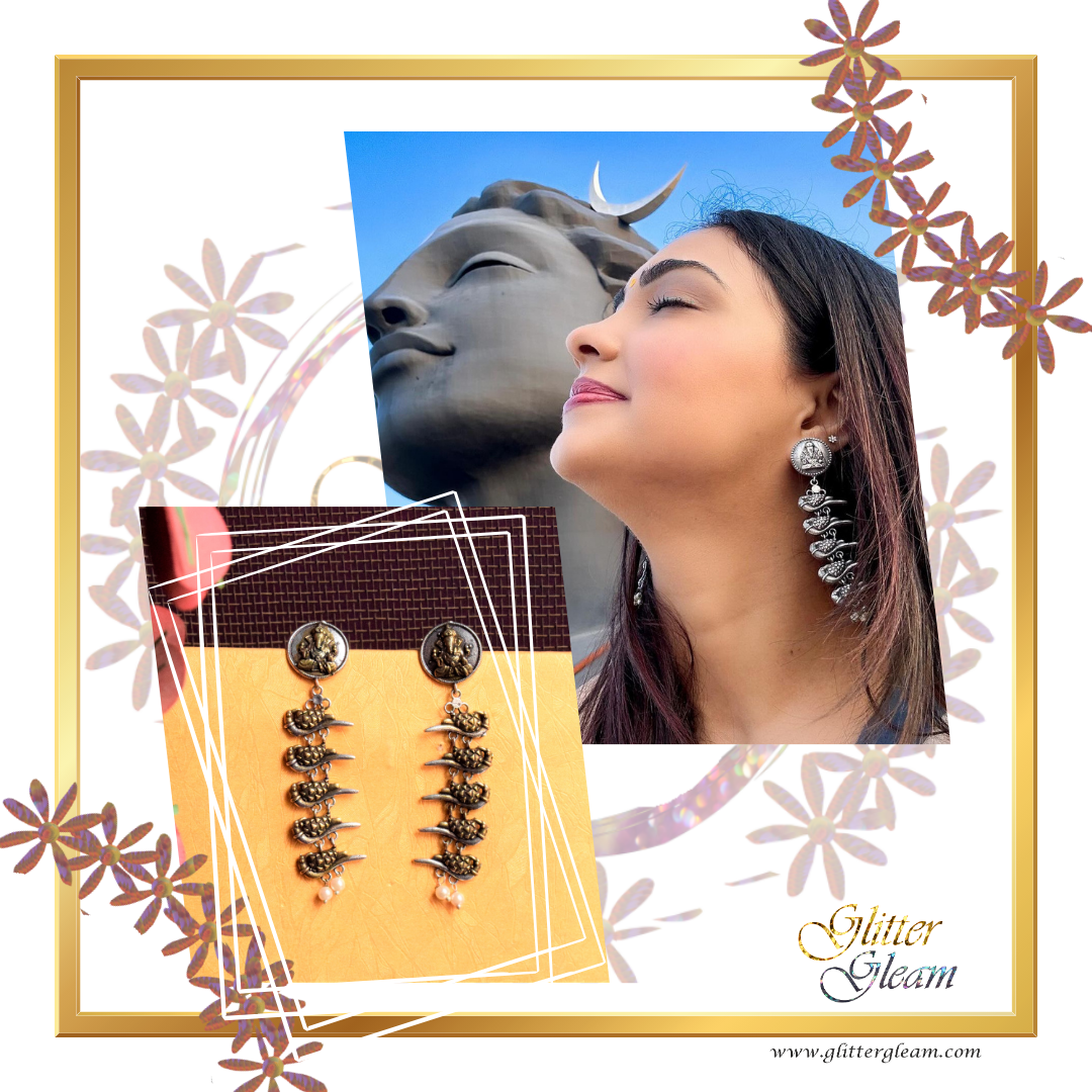 Dual Tone Ganesh Bird Earring