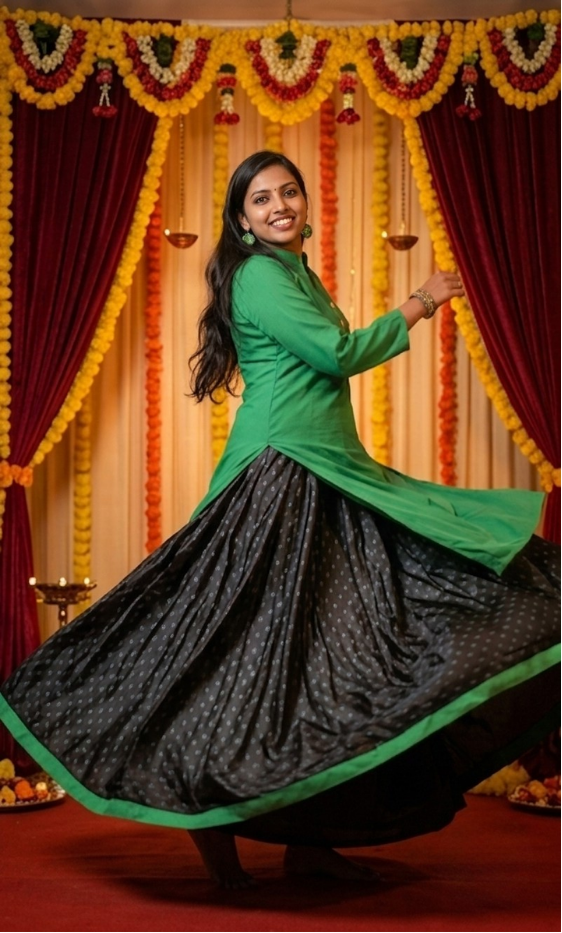 Ready-to-wear Ghera Skirt with Long Slit Kurti