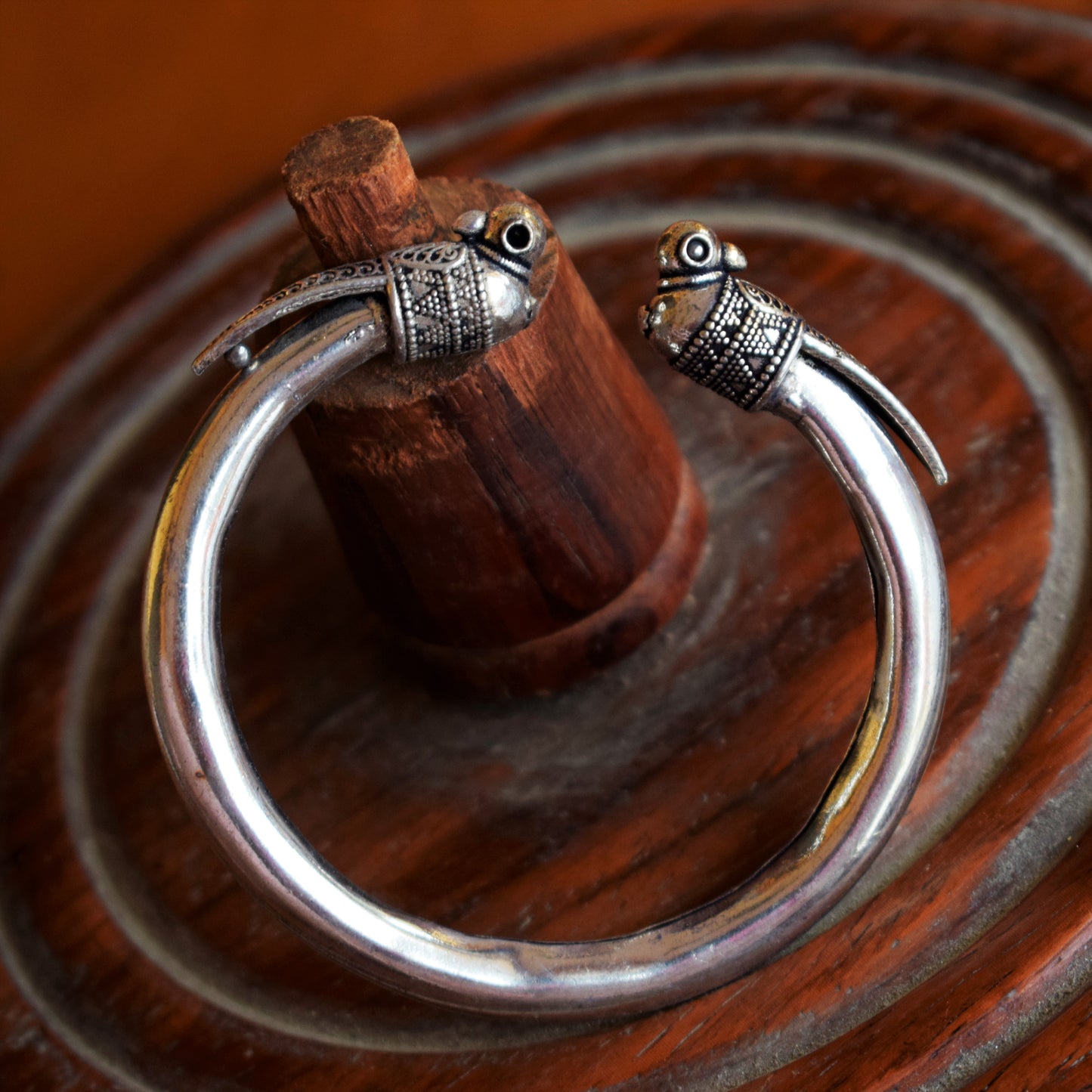 German Silver Parrot Tribal Kada