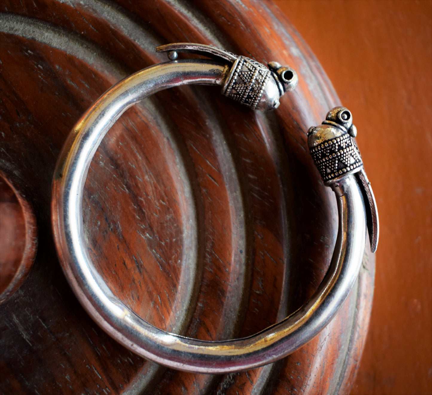 German Silver Parrot Tribal Kada