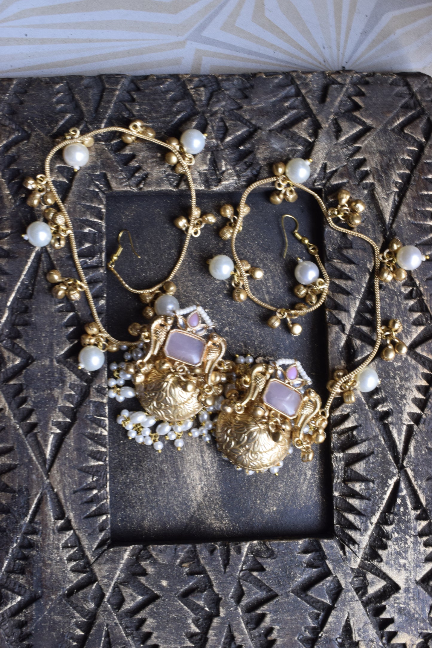Pearl Whisper Earchain Jhumkas