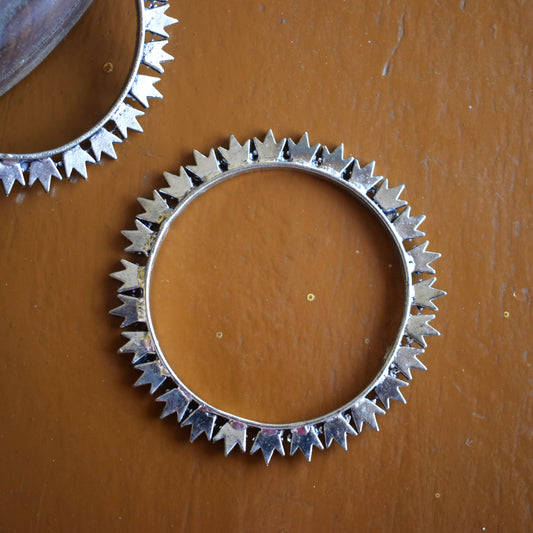 German Silver Crown Bangles (Pair)