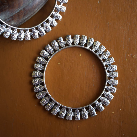 German Silver Owl Bangles (Pair)