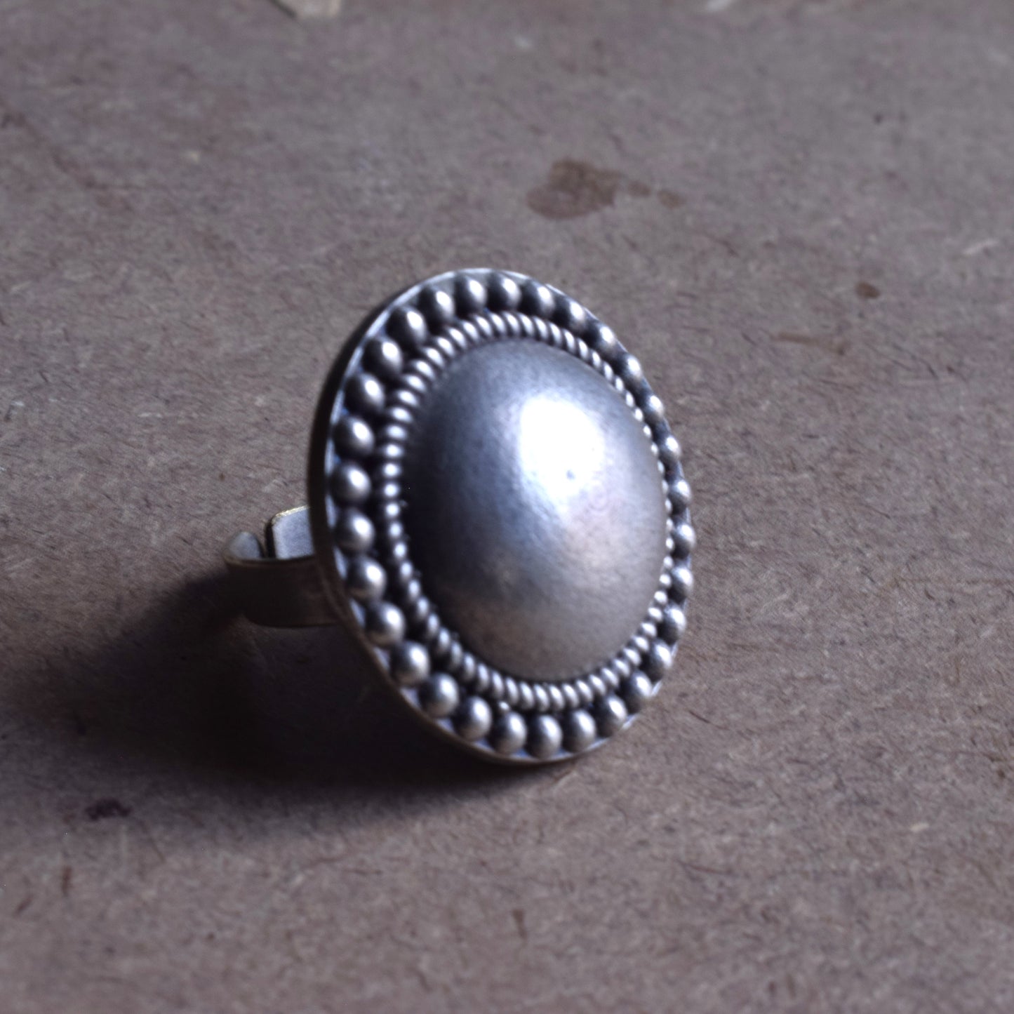Round Tribal Dot German Silver Finger Ring