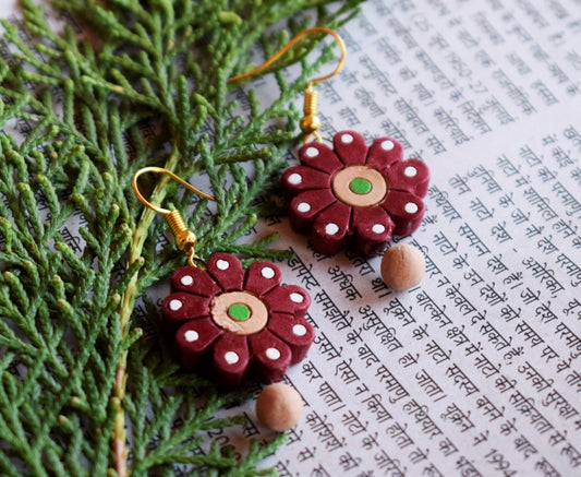 Blooming Red Terracotta Danglers