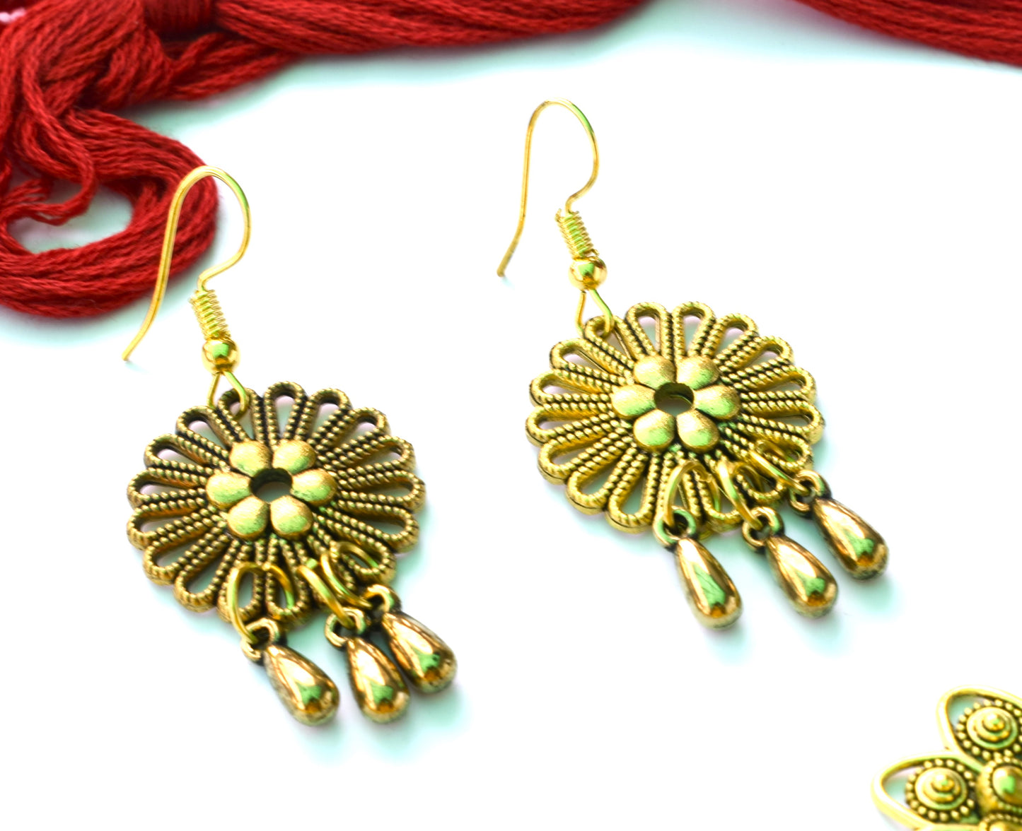 Golden Oxidised Soorajmukhi Choker Necklace with Earrings