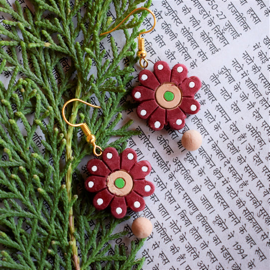 Blooming Red Terracotta Danglers