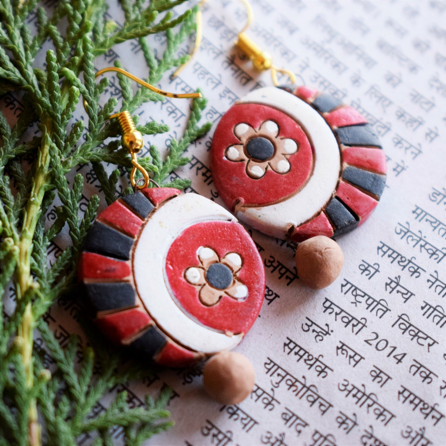 Floral Eye Terracotta Danglers