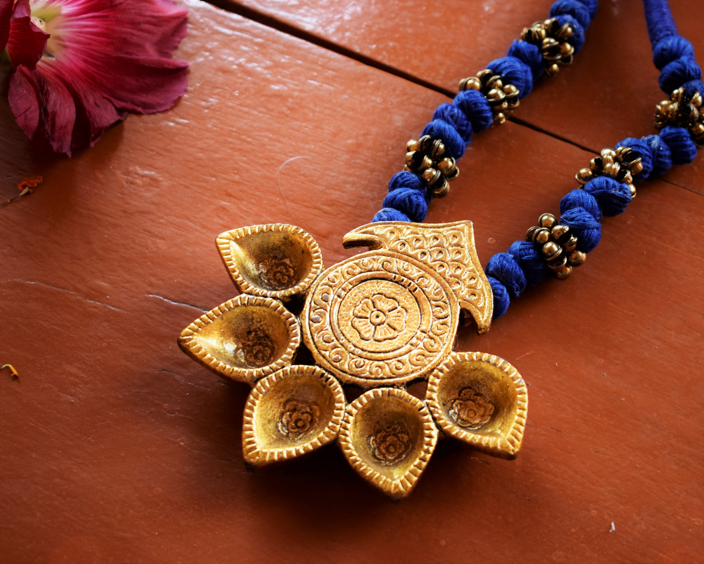 Panchdeep Brass Ghungroo Necklace with Earrings