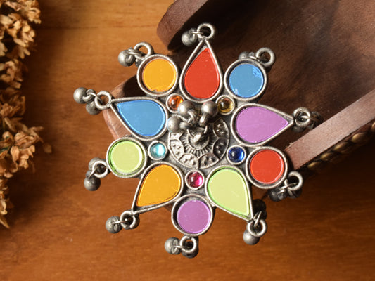 German Silver Flower Afghani Jumbo Ring