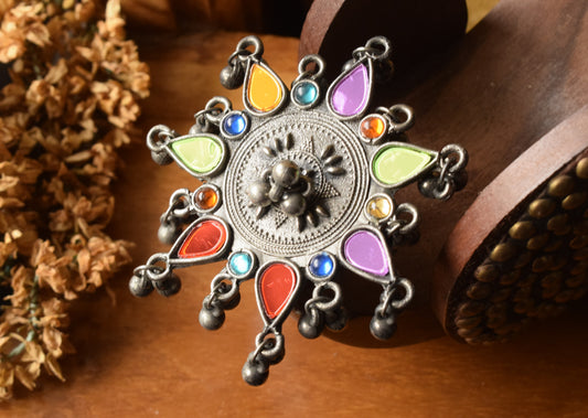 German Silver Petal Afghani Jumbo Ring
