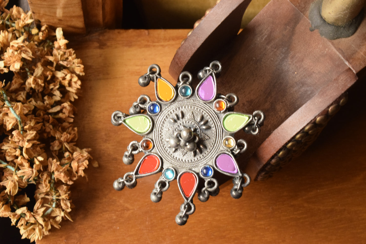 German Silver Petal Afghani Jumbo Ring