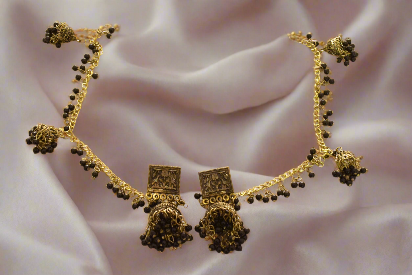 Golden and Silver Oxidised Traditional Bahubali Jhumka Earrings