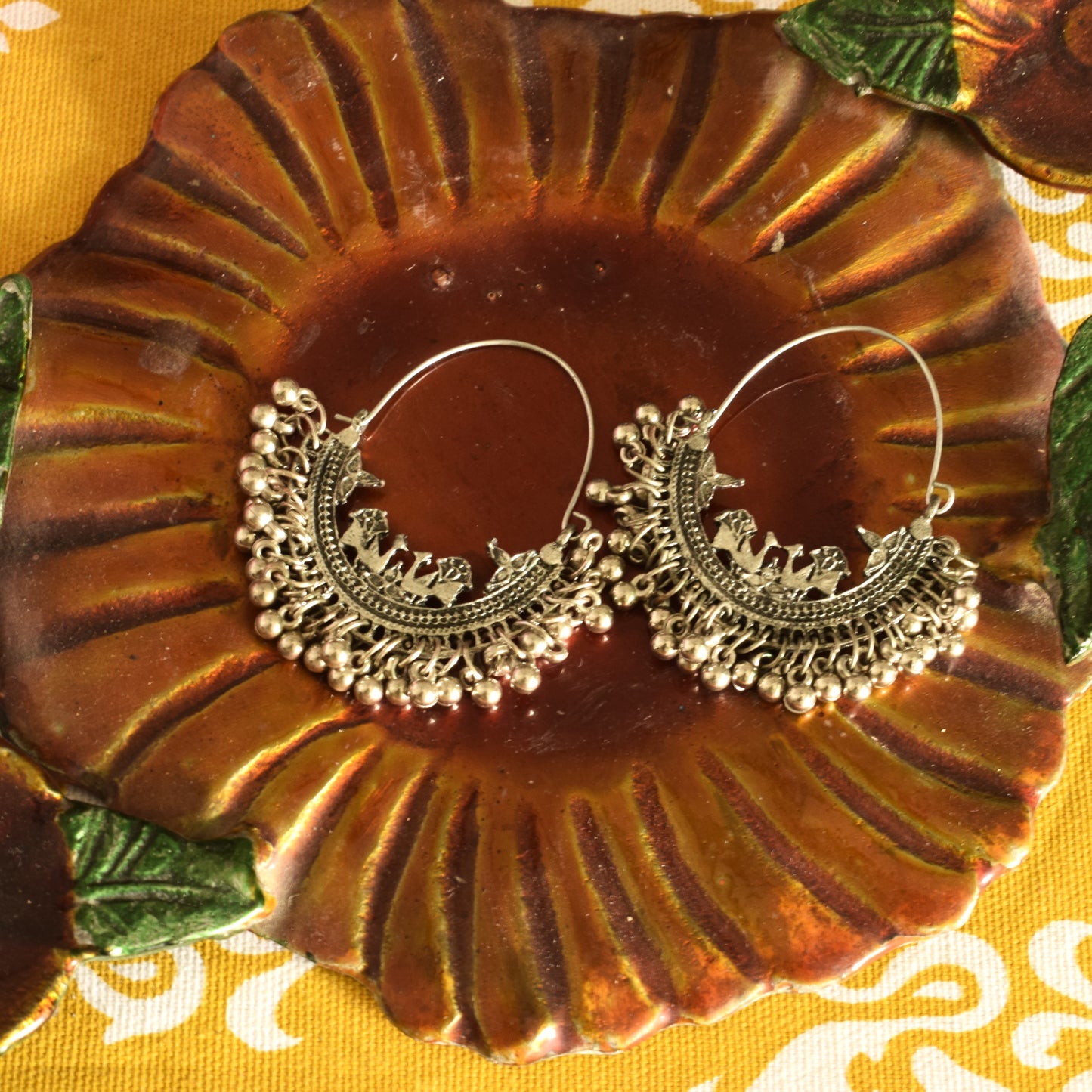 Small Handcarved Peacock Chandbali