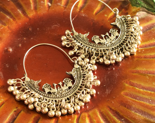 Small Handcarved Peacock Chandbali