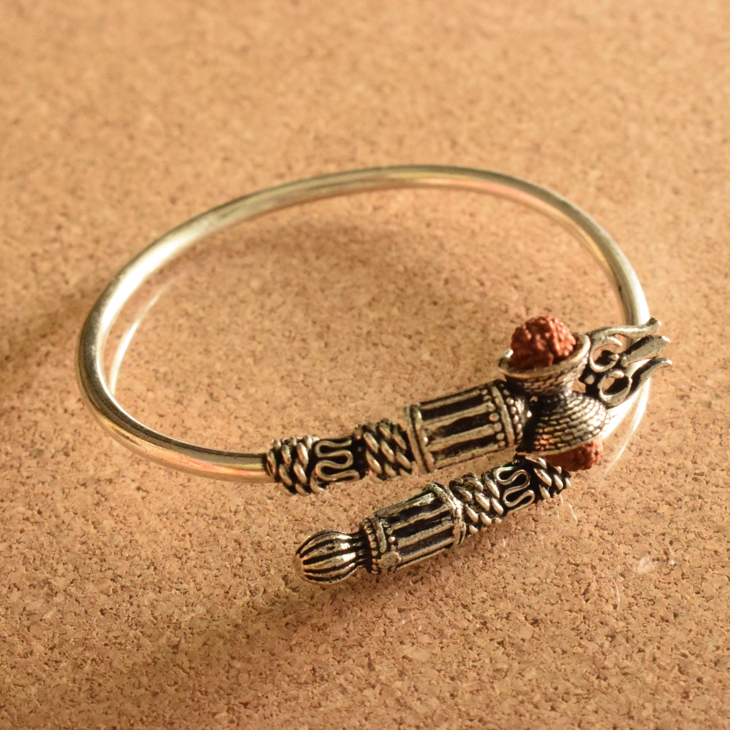 German Silver Trishul Damru Rudraksh Kada / Bracelet