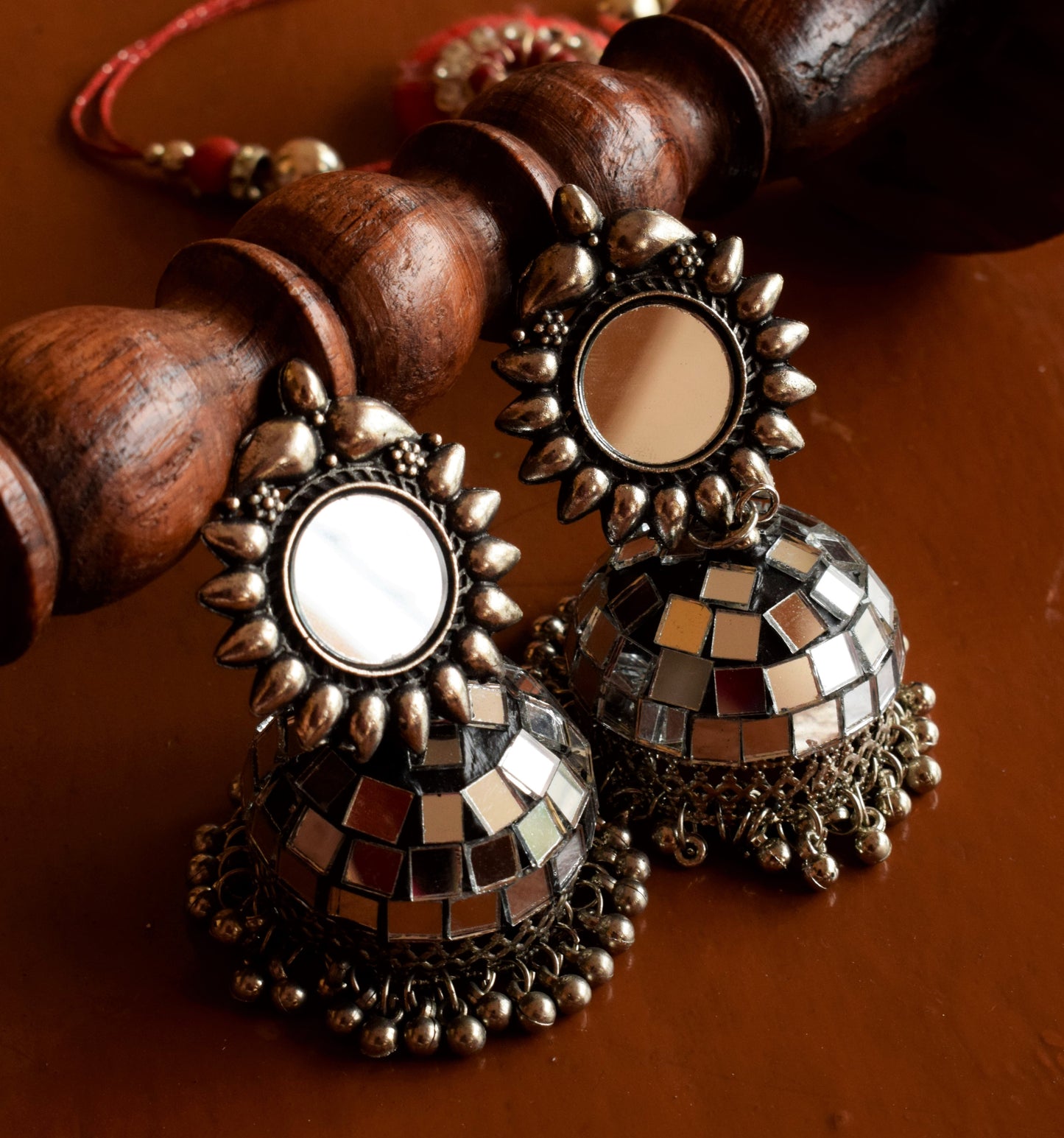 Kiran German Silver Mirror Jhumka