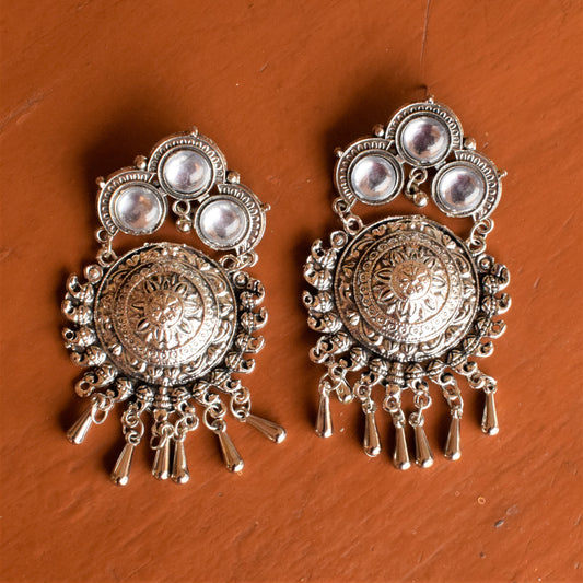Indriy German Silver Statement Earring