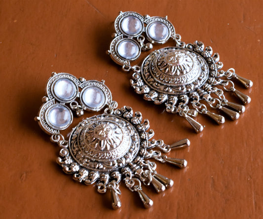 Indriy German Silver Statement Earring