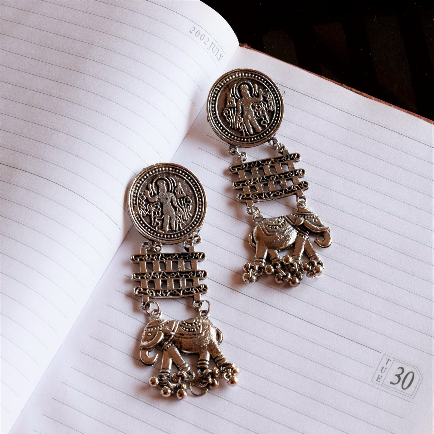 Adiyogi Oxidized Elephant Earrings
