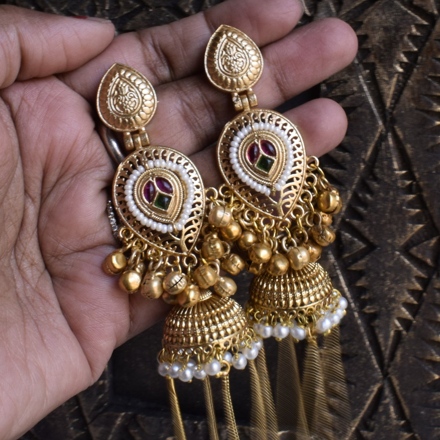 Mahika Gold Plated Kashmiri Latkan Jhumka