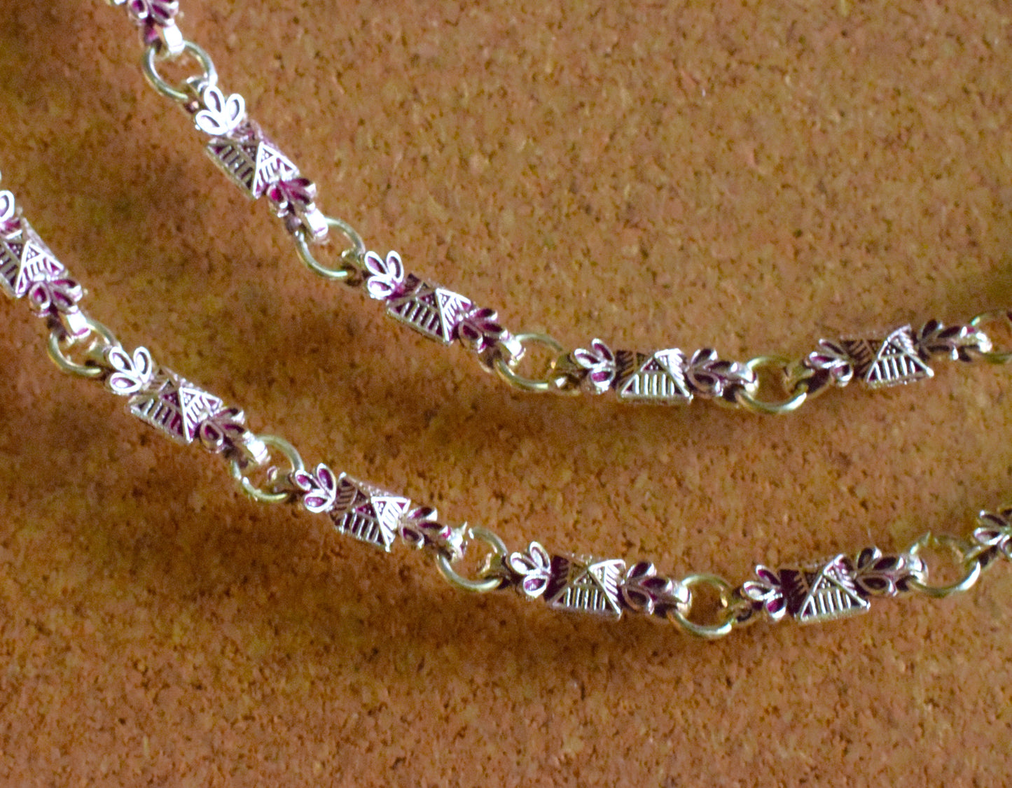 Maroon Meenakari Motif Anklet