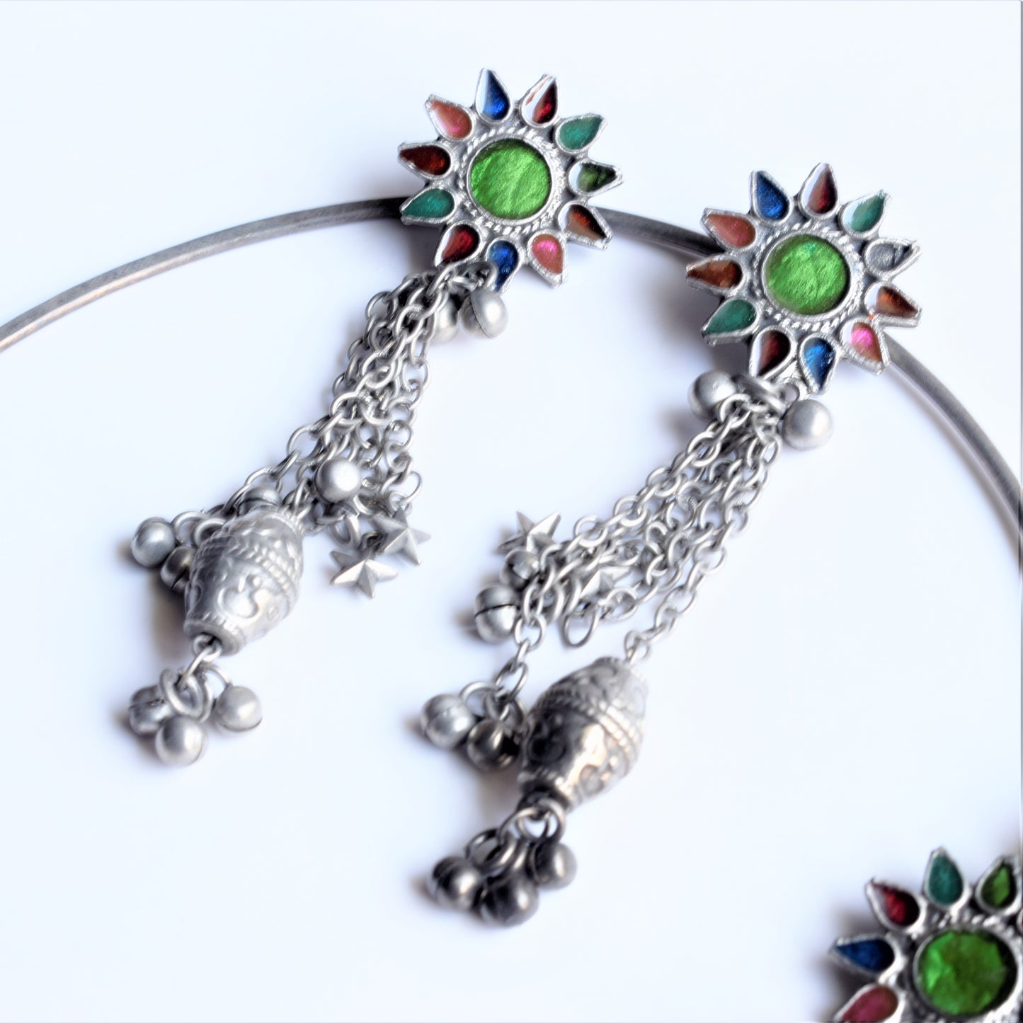 Harsha Tribal Hasli German Silver Afghani Necklace Set