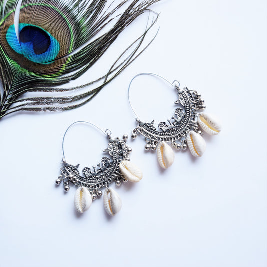 Handcarved Peacock Seashell Chandbali