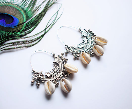 Handcarved Peacock Seashell Chandbali