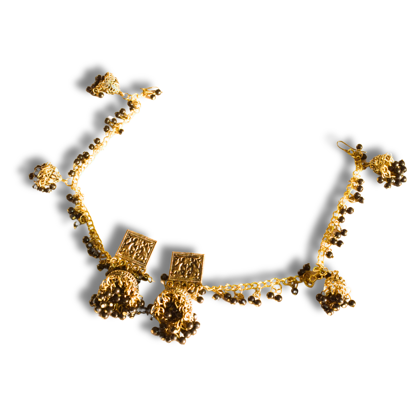 Golden and Silver Oxidised Traditional Bahubali Jhumka Earrings