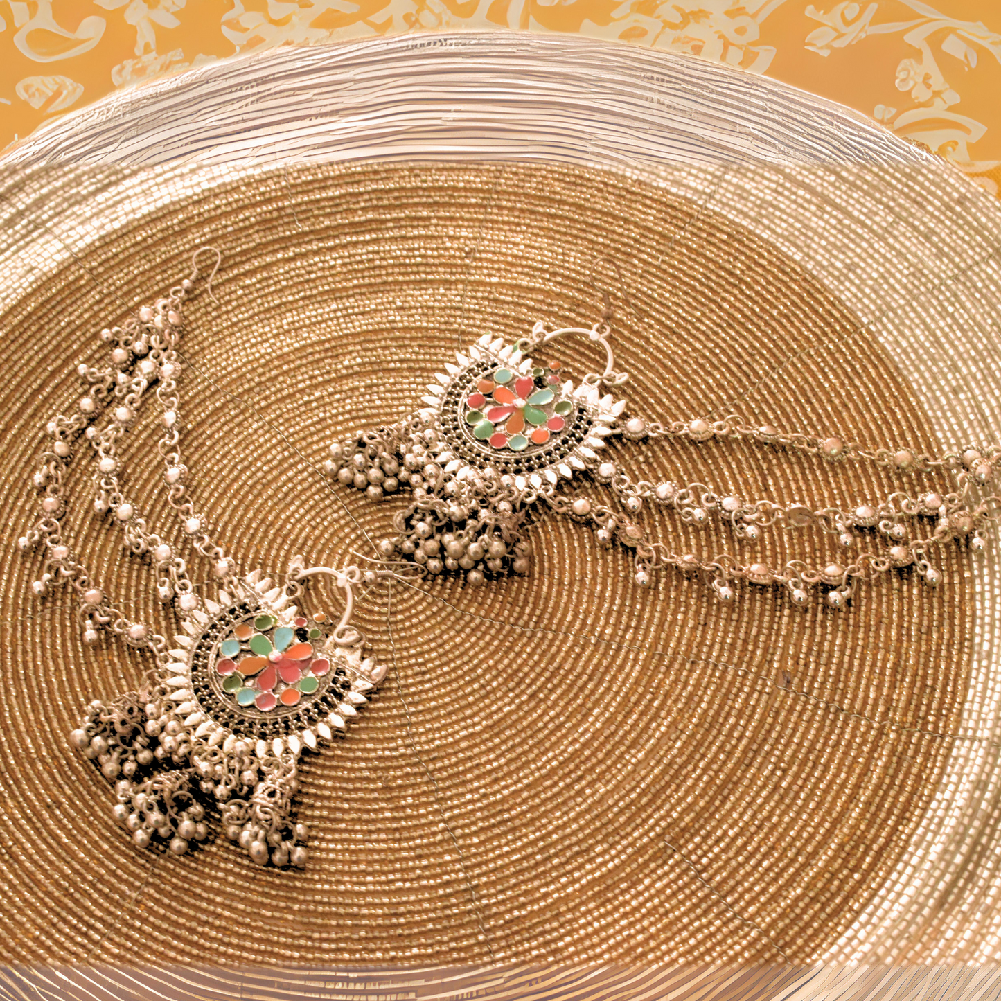 German Silver Afghani Chandbali in Bahubali Design
