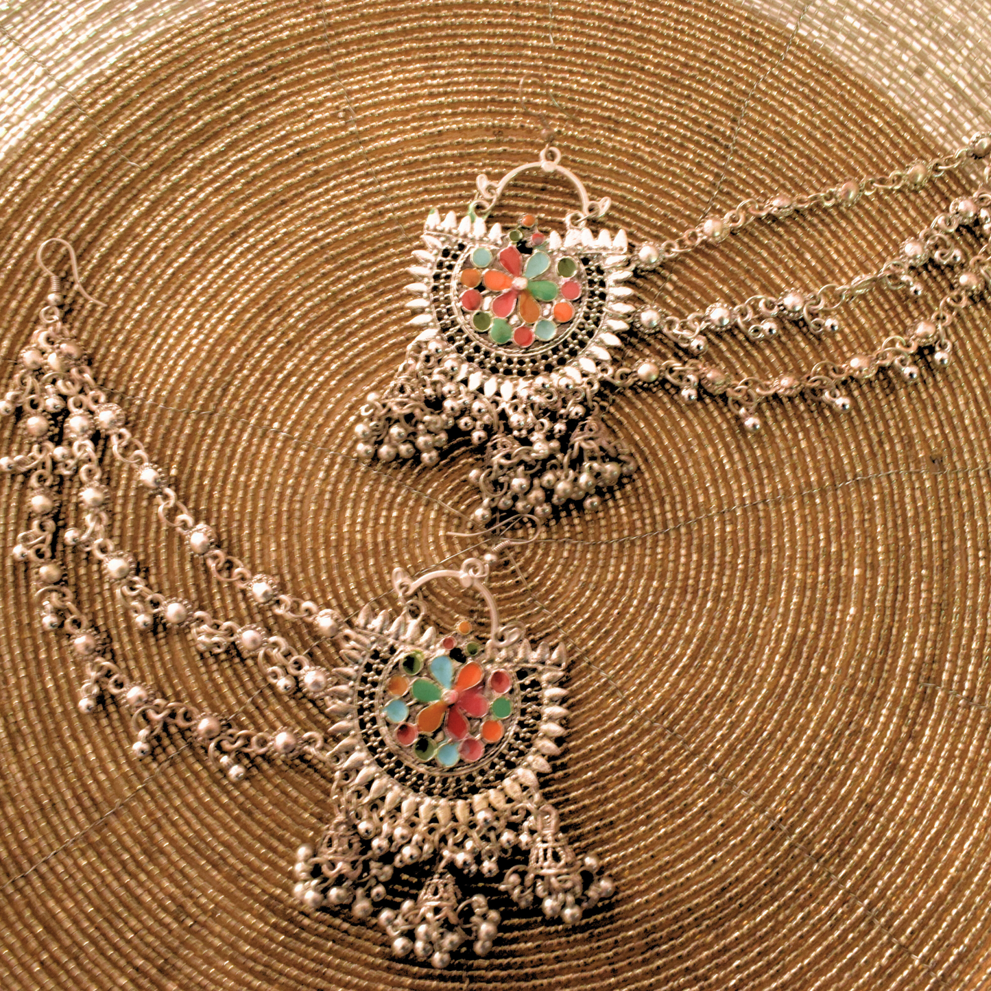 German Silver Afghani Chandbali in Bahubali Design