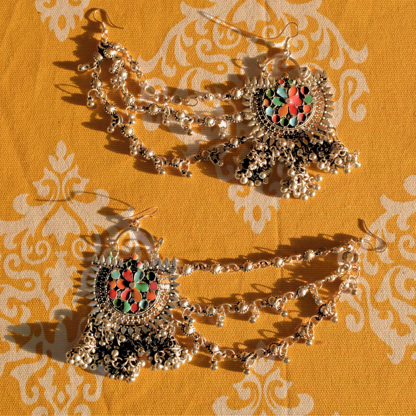 German Silver Afghani Chandbali in Bahubali Design
