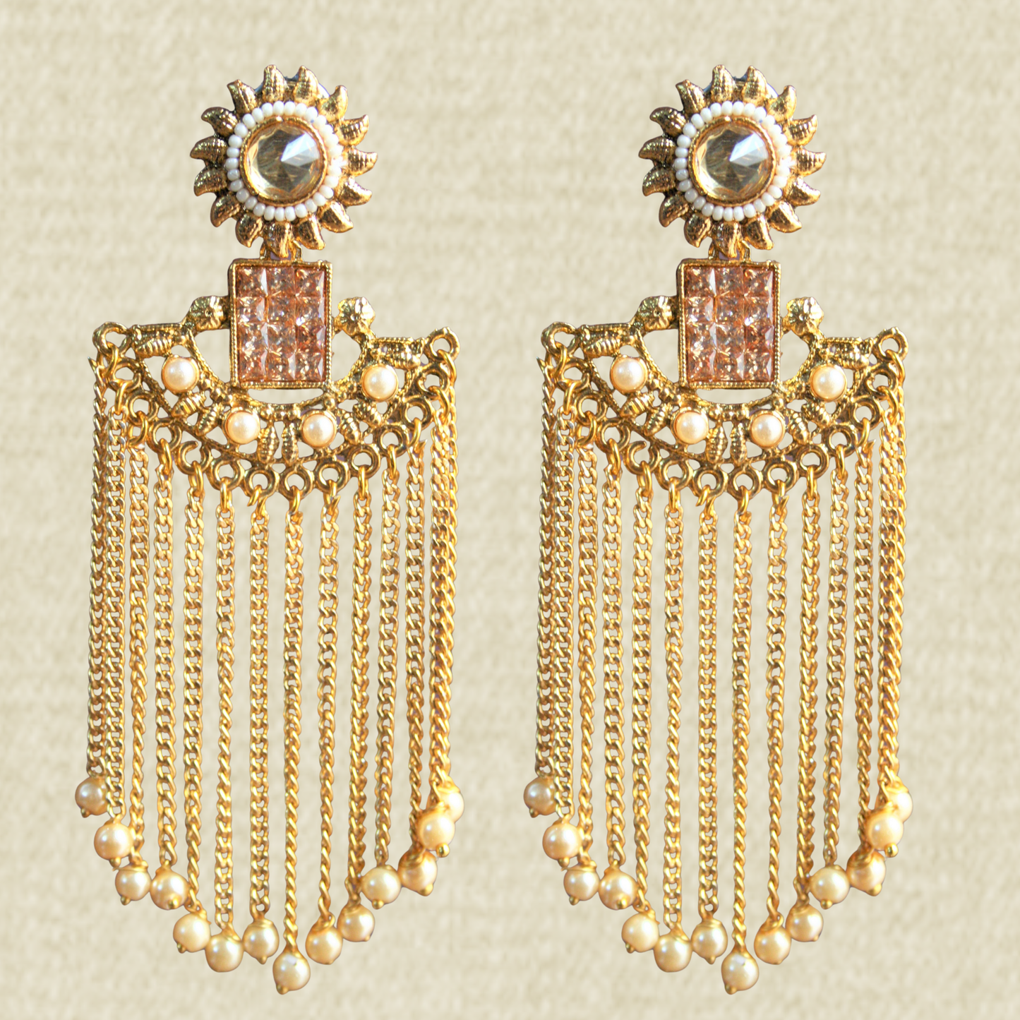 Sundial Stud Tassel Chandelier Earring