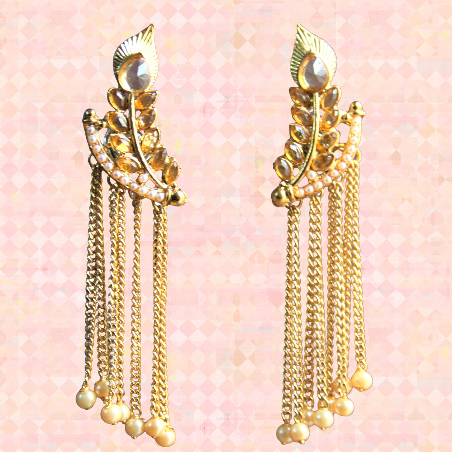 Leaf Ear Cuffs with Tassel Drop