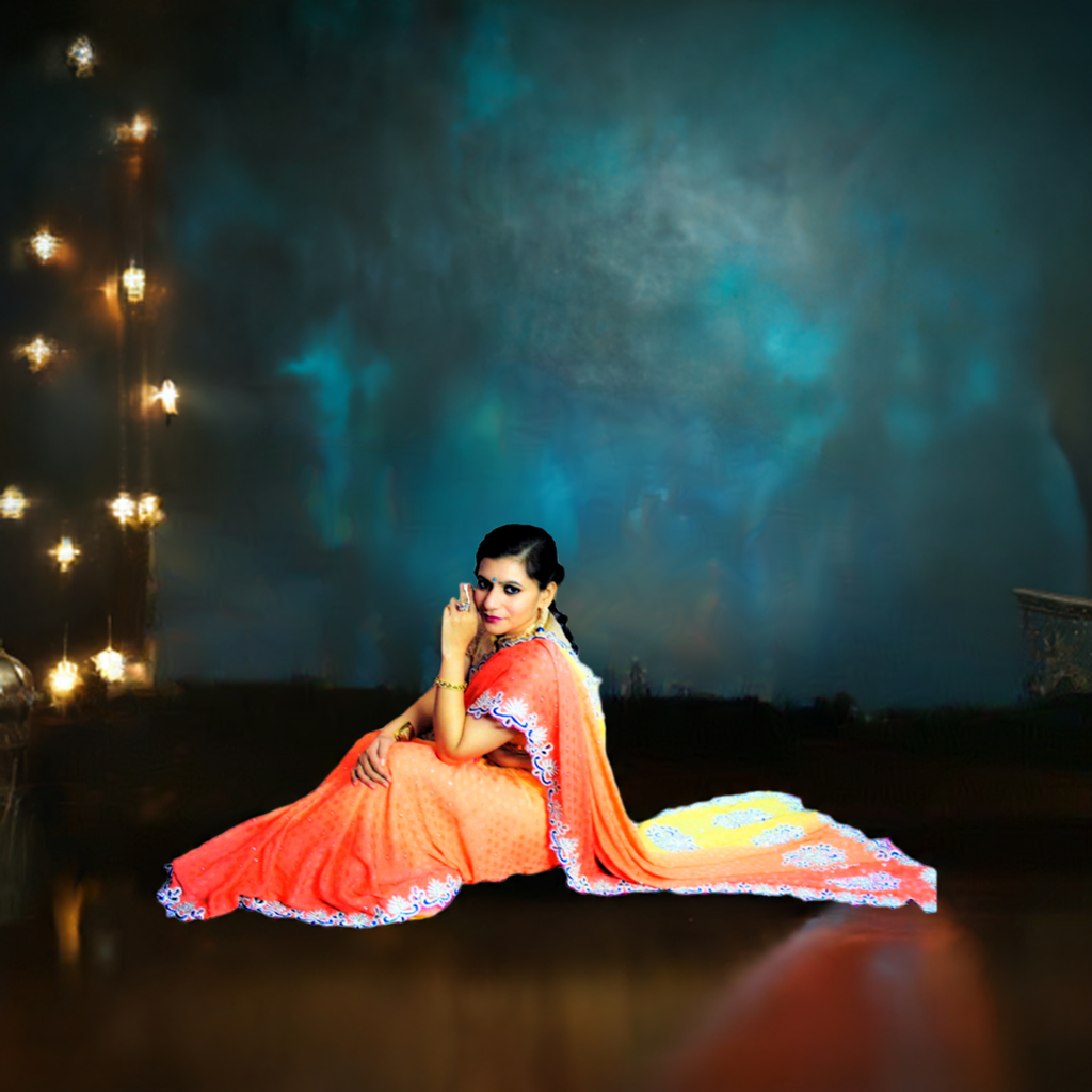 Designer Cutwork Zarkan Shaded Handcrafted Saree