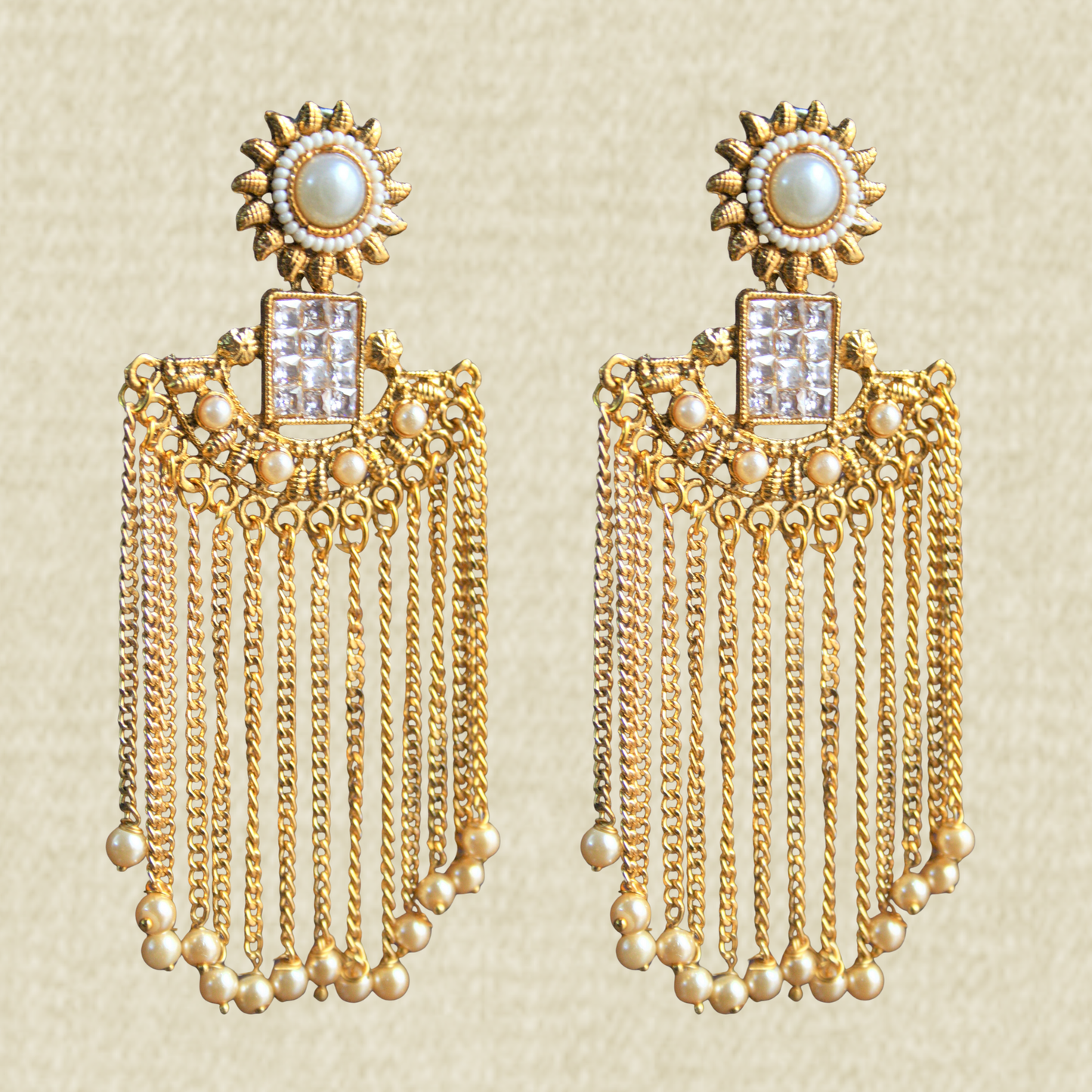 Sundial Stud Tassel Chandelier Earring