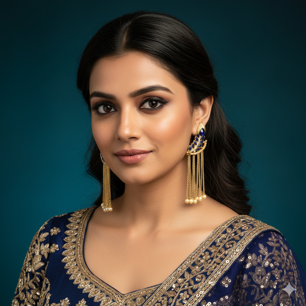 Leaf Ear Cuffs with Tassel Drop