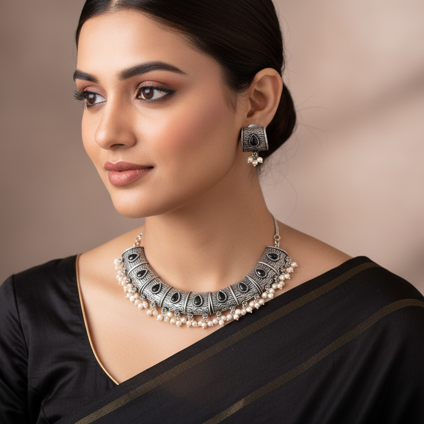 Designer Gemstone Block Choker Necklace