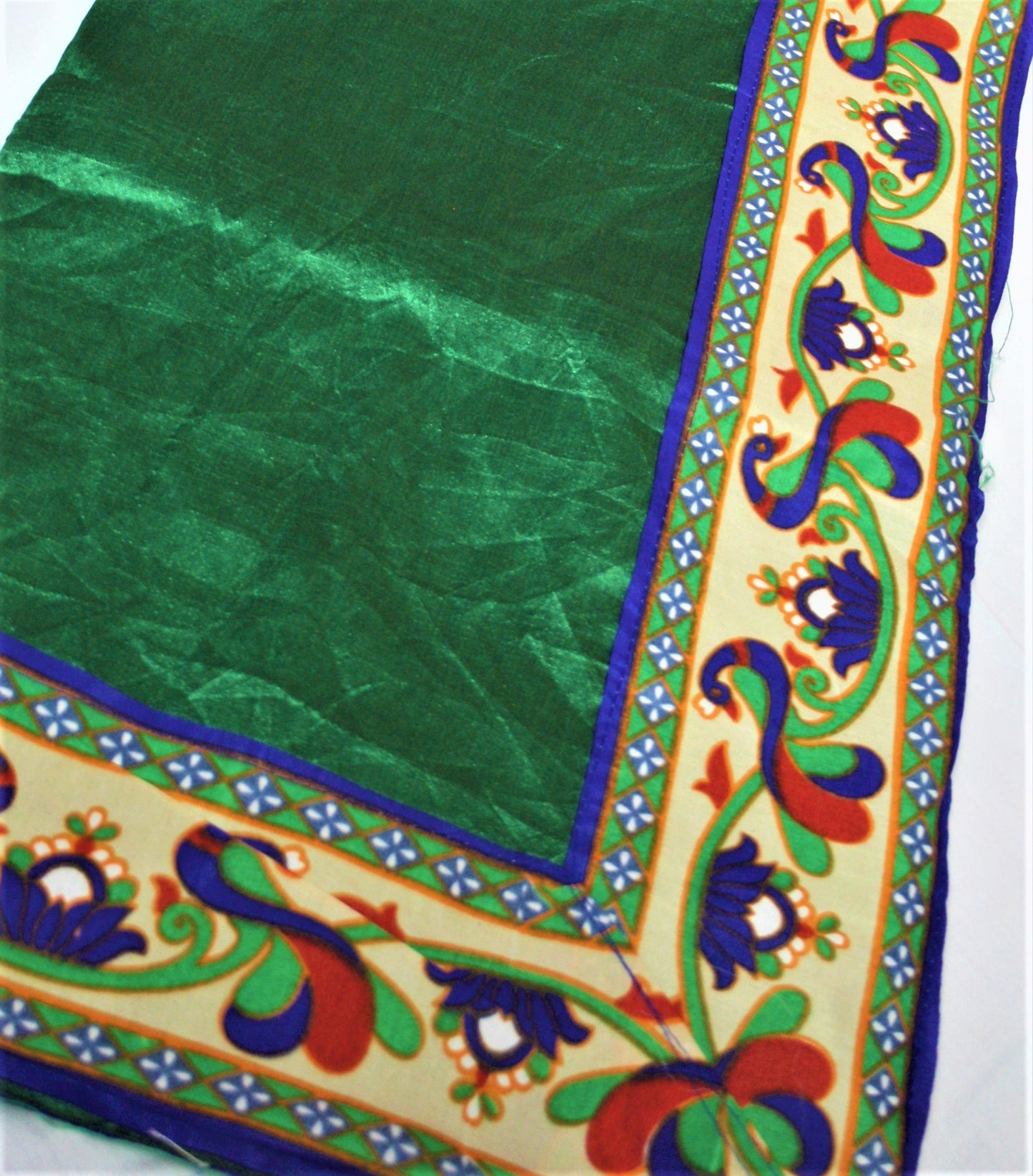 Cotton Silk Saree with Peacock Print Border and Blouse - GlitterGleam