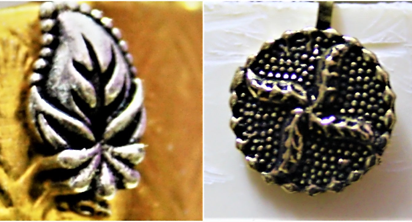 Silver and Golden Oxidized Leaf and Round Nose Push Pin (Set of 2) - GlitterGleam