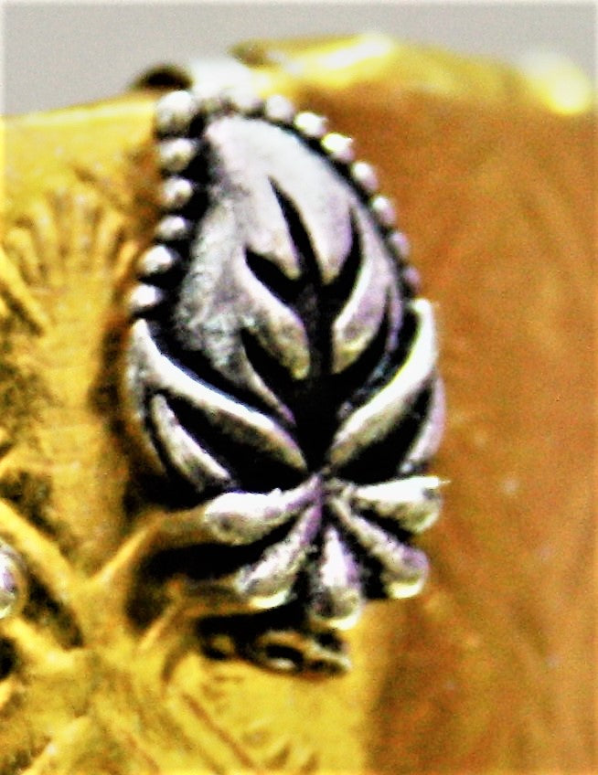 Silver and Golden Oxidized Leaf and Round Nose Push Pin (Set of 2) - GlitterGleam