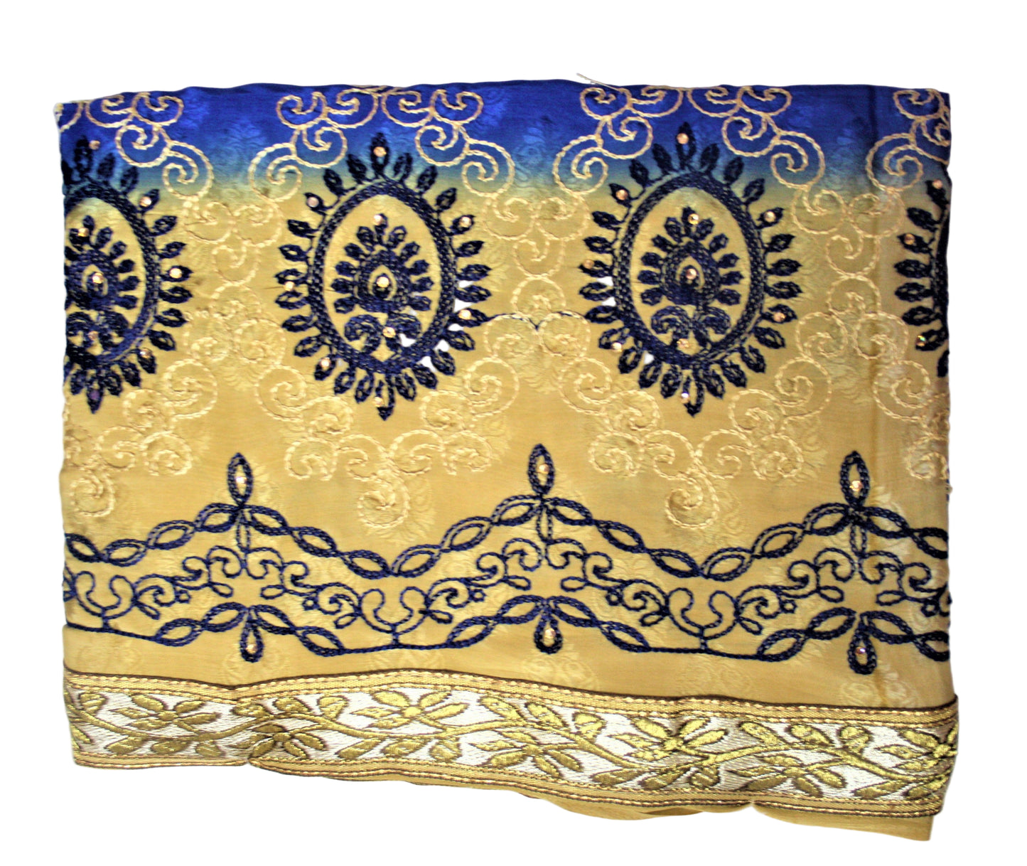 Shaded Beige Color Jacquard Silk Saree with Embroidery - GlitterGleam