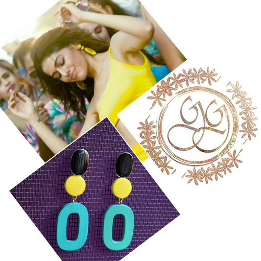 Multicolored Wooden Geometrical Gem Earring