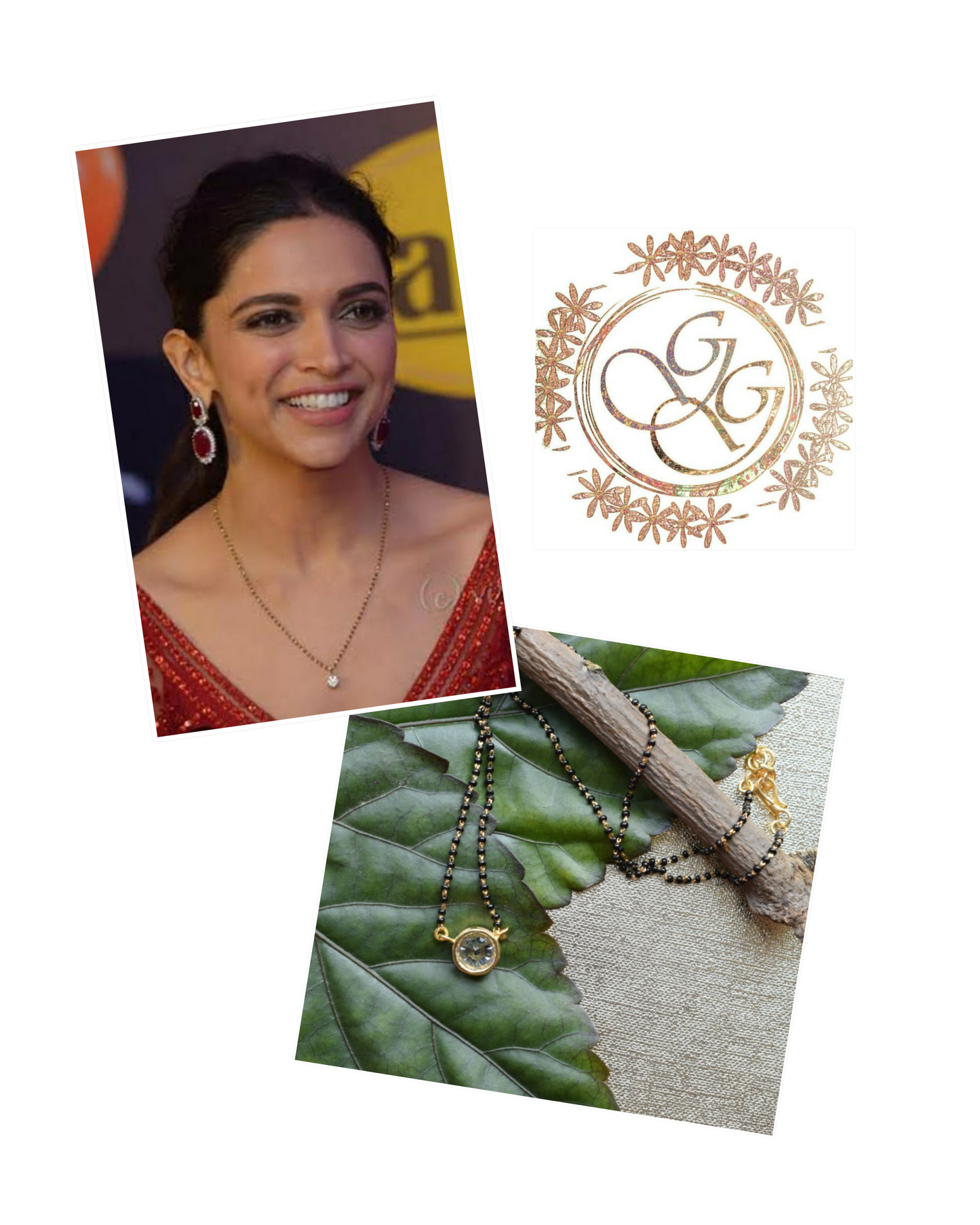 AD Crystal Pendant Mangalsutra with Earrings