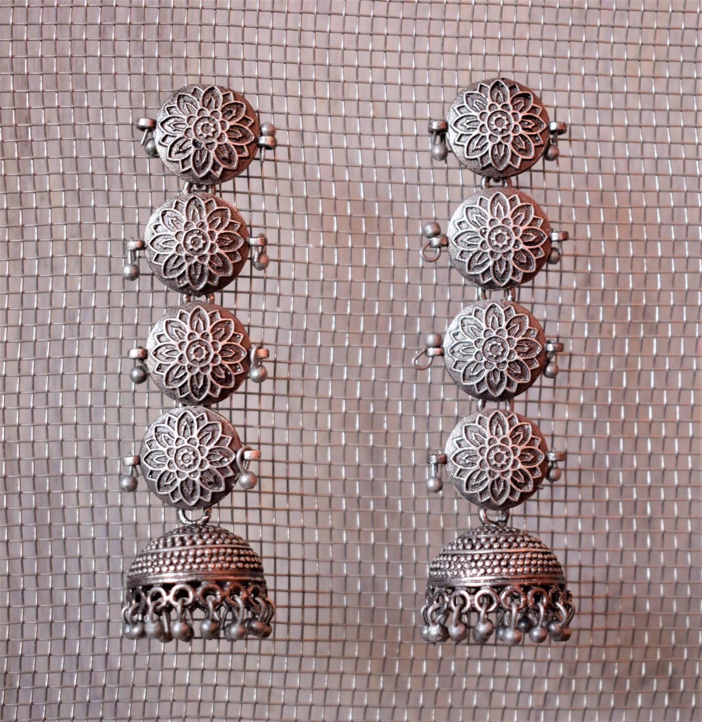 German Silver Pushpchavvi Jhumka Earrings