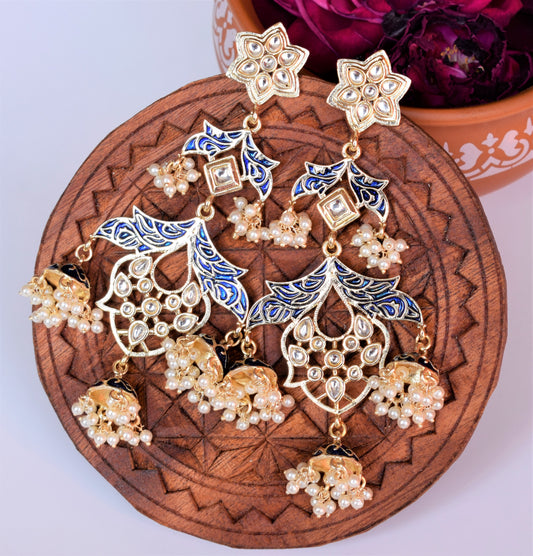 Royal Blue Petal Wings with Jhumki Tassel