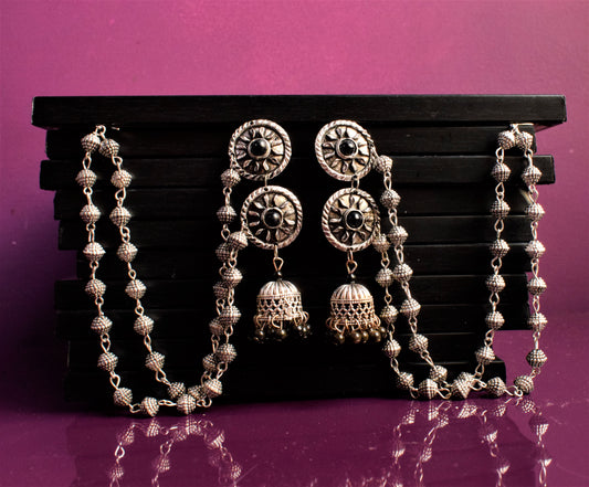 German Silver Layered Chakra Chudamani Jhumka