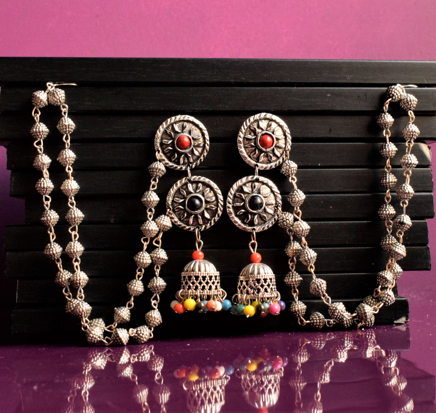 German Silver Layered Chakra Chudamani Jhumka