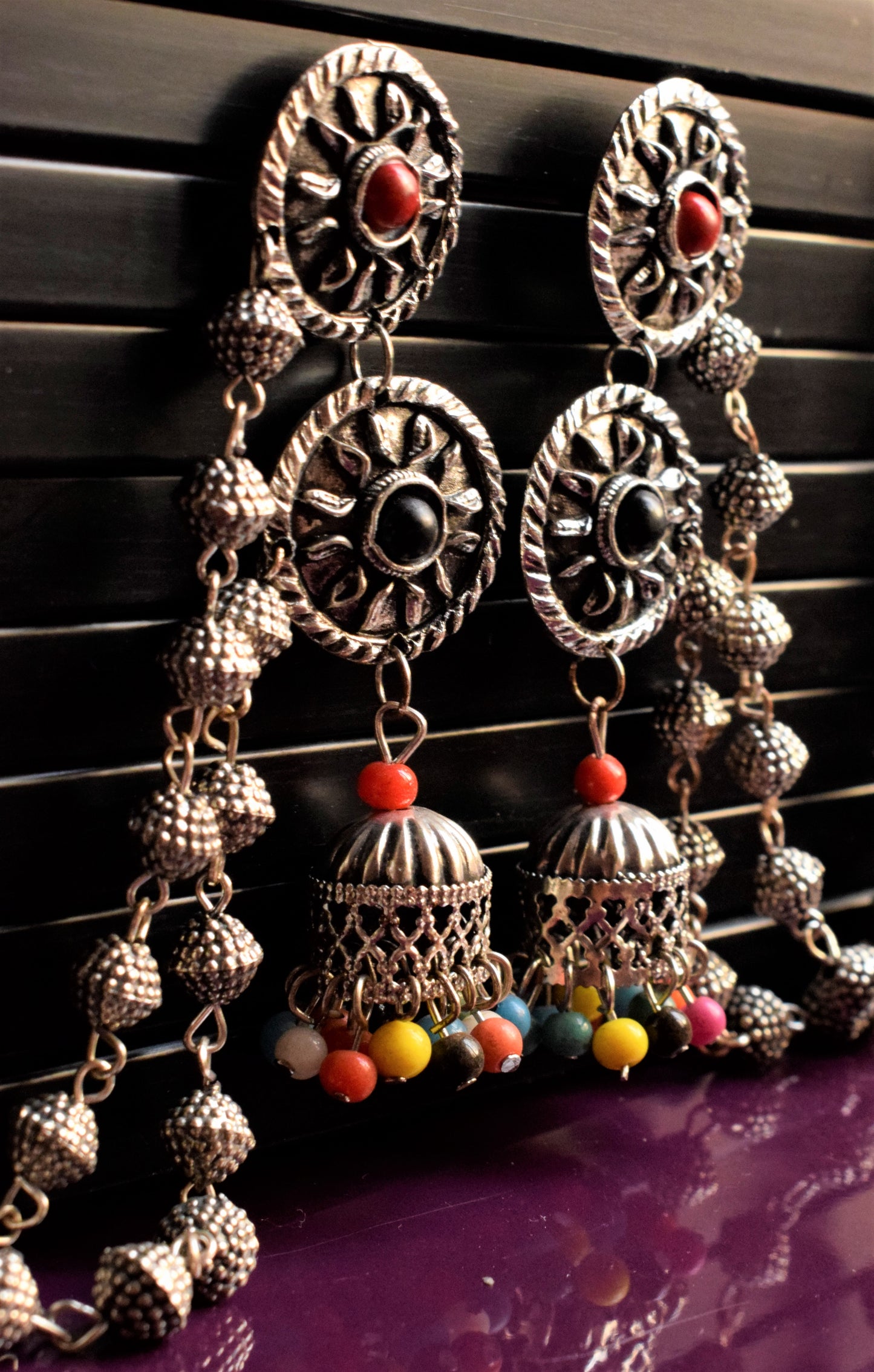 German Silver Layered Chakra Chudamani Jhumka